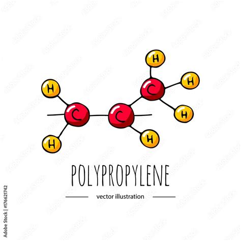 Hand Drawn Doodle Polypropylene Chemical Formula Icon Vector Illustration Cartoon Molecule