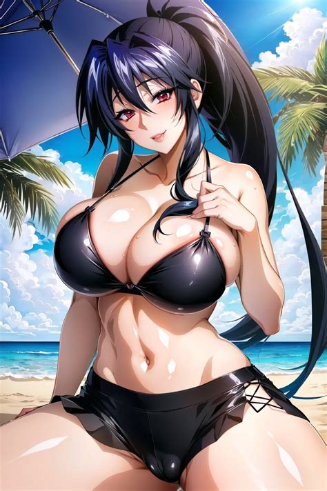 Rule 34 1girls Ai Generated Akeno Himejima Black Hair Curvaceous Curvy Body Curvy Female