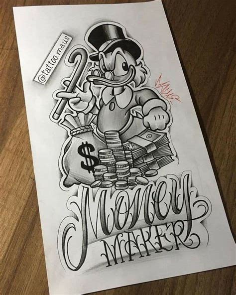 Money Tattoo Drawings Printable Calendars AT A GLANCE