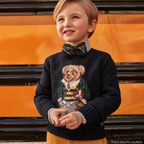 Polo Ralph Lauren Boys Blue Back to School Teddy Bear Sweater