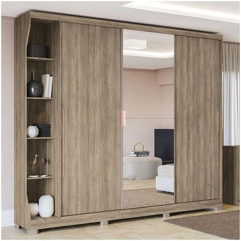 Guarda Roupa Com Porta De Correr E 6 Gavetas - Guarda Roupa Casal 3 Portas De Correr 6 Gavetas Nogal F542 | MadeiraMadeira