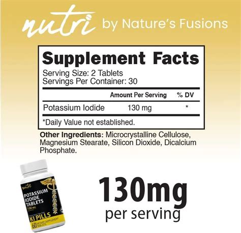 Potassium Iodide Radiation Tablets 130mg (60 ct) EXP 10/2032 - Anti ...