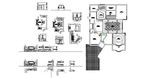 House Plan With Kitchen Interior 2d View Layout File In Autocad Format