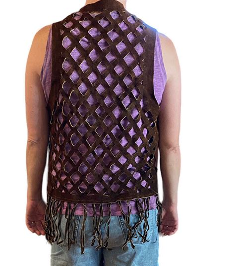 1960s Vintage Cutout Suede Leather Fringe Vest Handma Gem