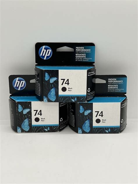 Lot Of 3 Genuine Hp 74 Cb335wn Black Noir Ink Cartridge Exp 09 18