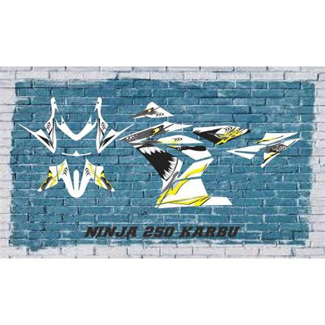 Jual STIKER STRIPING DECAL NINJA 250 KARBU MOTIF SHARK PUTIH Shopee