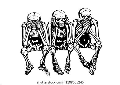 Graphical Skeletons Sitting Isolated On White Stock Vector Royalty