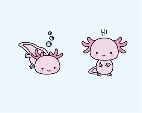 Premium Vector Clipart Kawaii Axolotls Cute Axolotl Clipart Set High