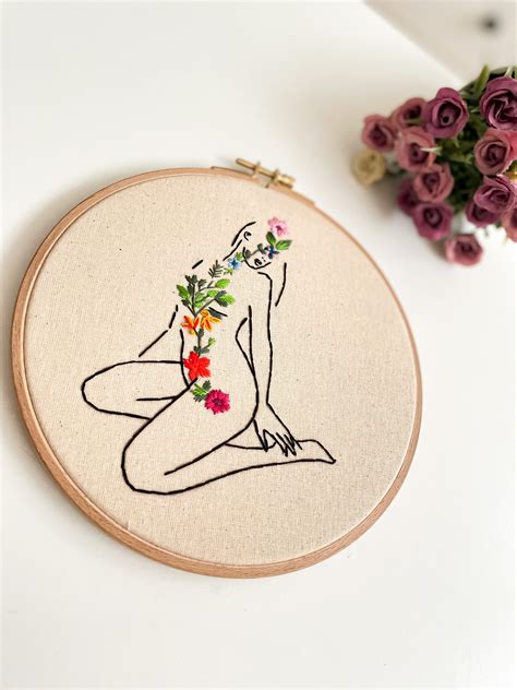 Feminist Embroidery Kit Nude Girl Embroidery Modern Etsy