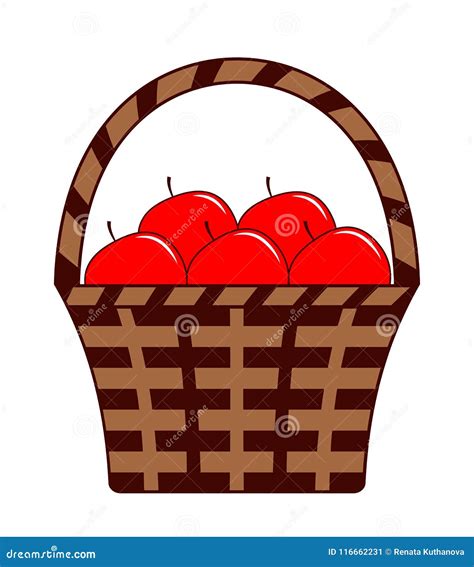 Basket Of Apples Stock Vector Illustration Of Juicy 116662231