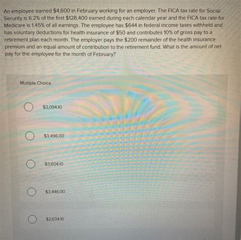 Solved An Employee Earned 4 600 In February Working For An Chegg
