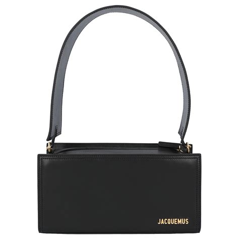 Jacquemus Women Le Rectangle Shoulder Bag In Black Leather Ref536416