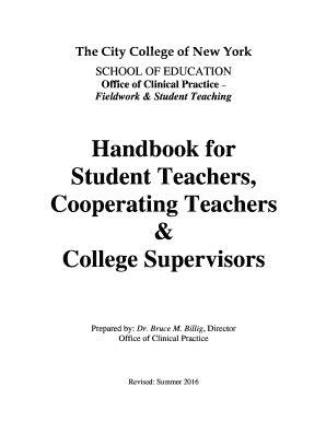 Fillable Online Handbook For Student Teachers Cooperating Teachers