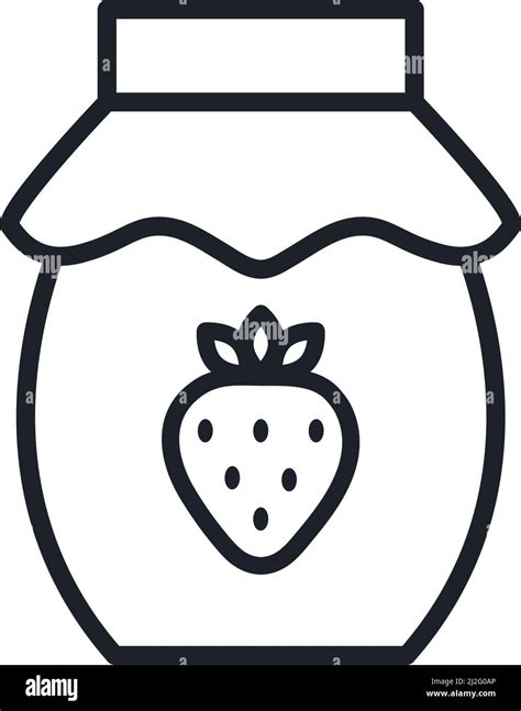 Strawberry Jam Icon Jar Of Jam Isolated Line Icons Sweet Desserts