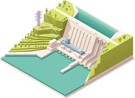 60+ Hydroelectric Power Station Water Dam Drawing Stock Photos ...