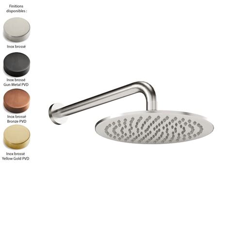 Pomme de douche ronde Ø 25 cm bras de douche mural en inox Treemme