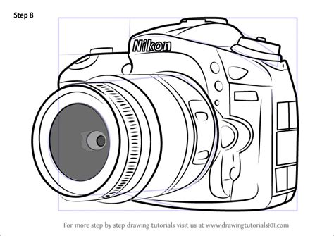 How To Draw Nikon Dslr Camera Everyday Objects Step By Step