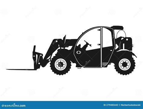 Silhouette Of Telehandler Vector Illustration Cartoondealer