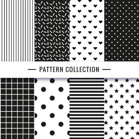 Collezione Seamless Pattern In Bianco E Nero Scaricare Vettori Gratis