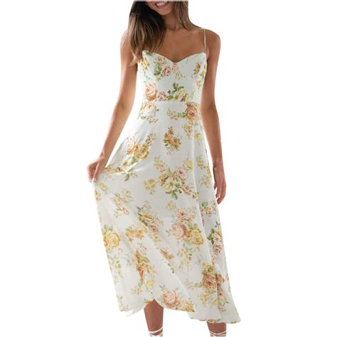 Munlar Women S Sun Dress Yellow Sleeveless V Neck Dress Casual Summer