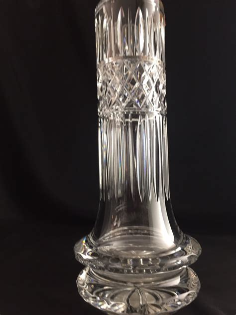 Vintage Large Tall Heavy East German Cut Crystal Vase Unique Etsy