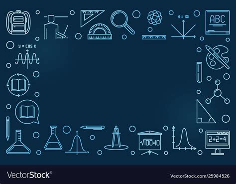 School And Education Blue Linear Frame Royalty Free Vector