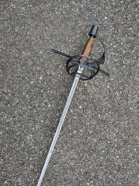 Left Handed 3 Ring Spiral Rapier With Copper Wrapped Handle Grip