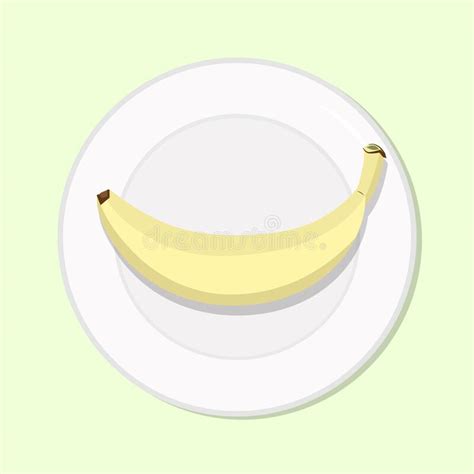 Banana Ripe Yellow Healthy Diet Meal On Plate Vector Illustration