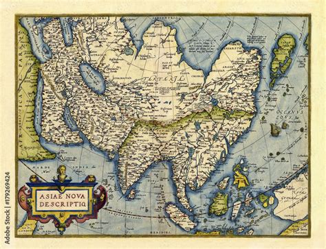 Old map of Asia. Excellent state of preservation realized in ancient ...