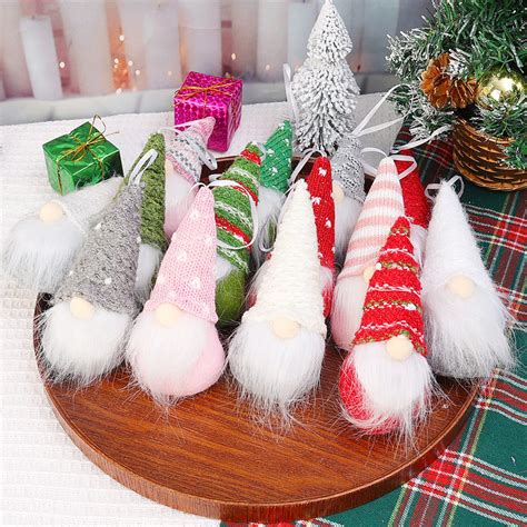 3Pcs Gnomos De Pelúcia Feitos À Mão Árvores De Natal Ornamentos Mini