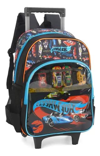 Mochila De Rodinhas Al A Infantil Hot Wheels Azul Luxcel Parcelamento Sem Juros