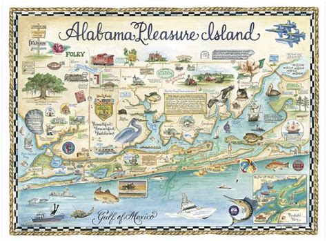 Orange Beach And Gulf Shores Coastal Alabama Lower Alabama Map Art Alabama Custom Map