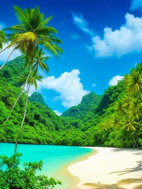 Premium Photo Jungle Mountains Tropical Island Beach