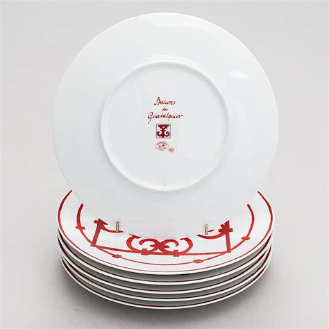 Hermès A Set Of Six Balcon Du Guadalquivir Porcelain Dinner Plates