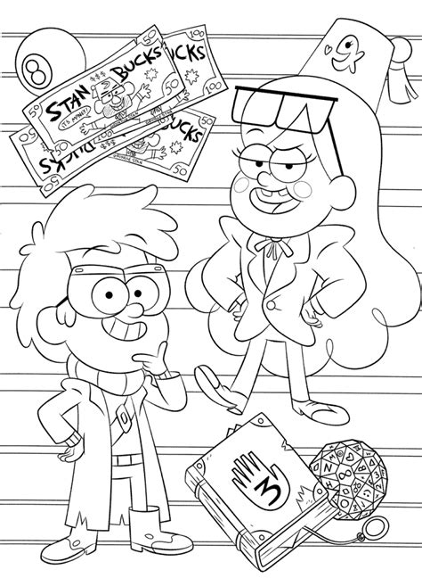 Mabel And Dipper Gravity Falls Coloring Page Free Printable Coloring