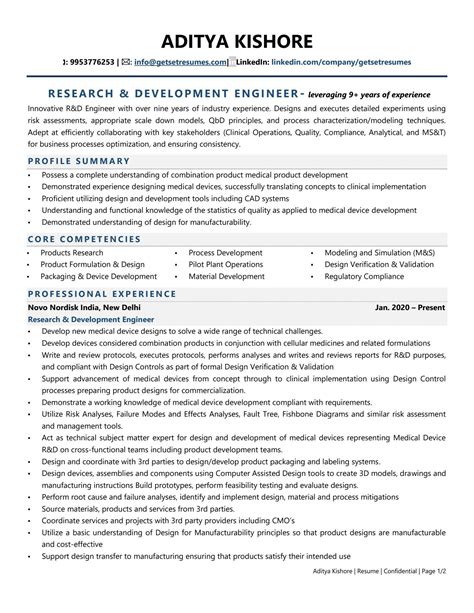 R D Engineer Pharma Resume Examples Template With Job Winning Tips