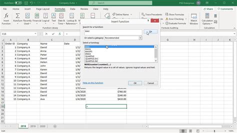 How To Use Insert Function Dialogue Box To Enter Formulas In Excel Office 365 Youtube