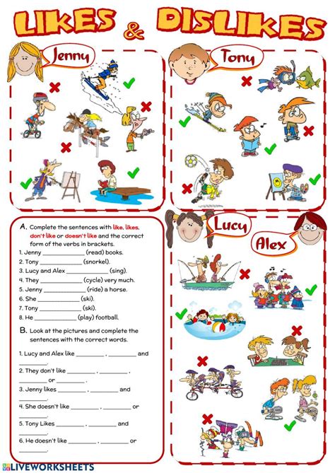 Likes And Dislikes Interactive And Downloadable Worksheet You Can Do