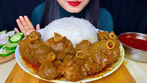 Asmr Eating Mutton Currywhite Ricemutton Gravysalad Real Mukbang