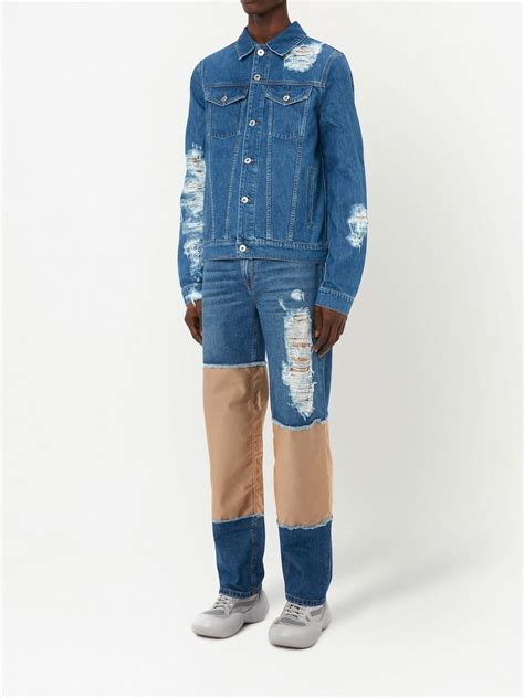 Jw Anderson Blue Distressed Straight Leg Jeans Farfetch