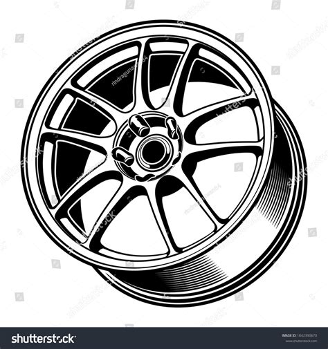 Car Wheel Rim Vector Silhouette Icon Stock Vector Royalty Free 1842390670