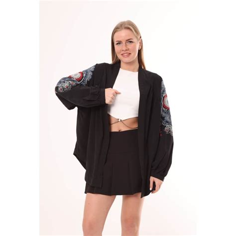 Veste Fluide Fa On Kimono Broderies Urbainechic Ma