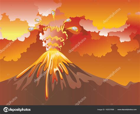 Cartoon Volcano Eruption — Stock Vector © artshock #162037686