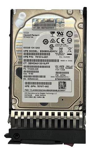 Hd Hp 600gb 10k 12gbps Sas 2 5 Gaveta Pn 787677 002 J9f46a 787646 001