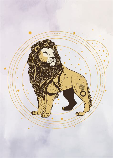 leo zodiac sign lion illustration poster picture metal print paint