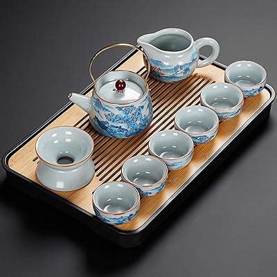 Amazon Fanquare Chinese Ceramic Kung Fu Tea Set With Tea Tray And