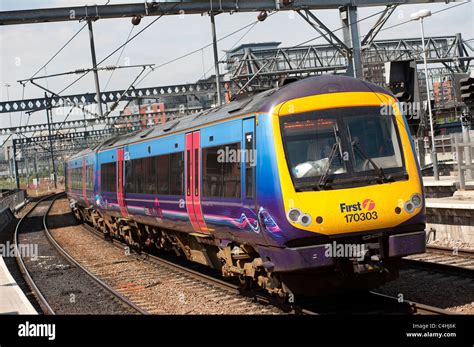 Class 170 turbostar train in First Transpennine Express livery arriving ...