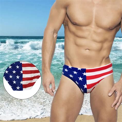 Mens Low Waist Swim Briefs Stars Stripes Print Bikini Swimwear Beach Swimsuit Lazada PH