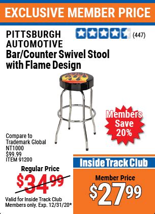 PITTSBURGH AUTOMOTIVE Bar Counter Swivel Stool With Flame Design For