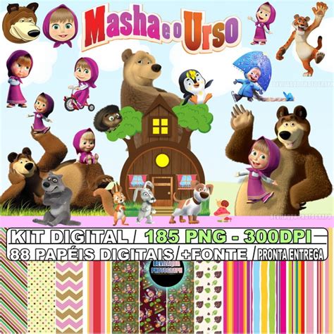 Kit Digital Masha E O Urso Elo7 Produtos Especiais